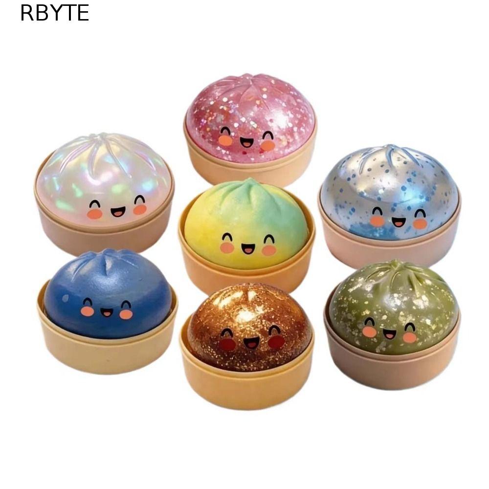 RBYTE Dumpling Squishes, Giant Rainbow Glittering Bun Sensory Balls,สําหรับผ่อนคลายหยิกน่ารัก Dumpling-Shaped Soft Squishy ของเล่นเด็กหญิง