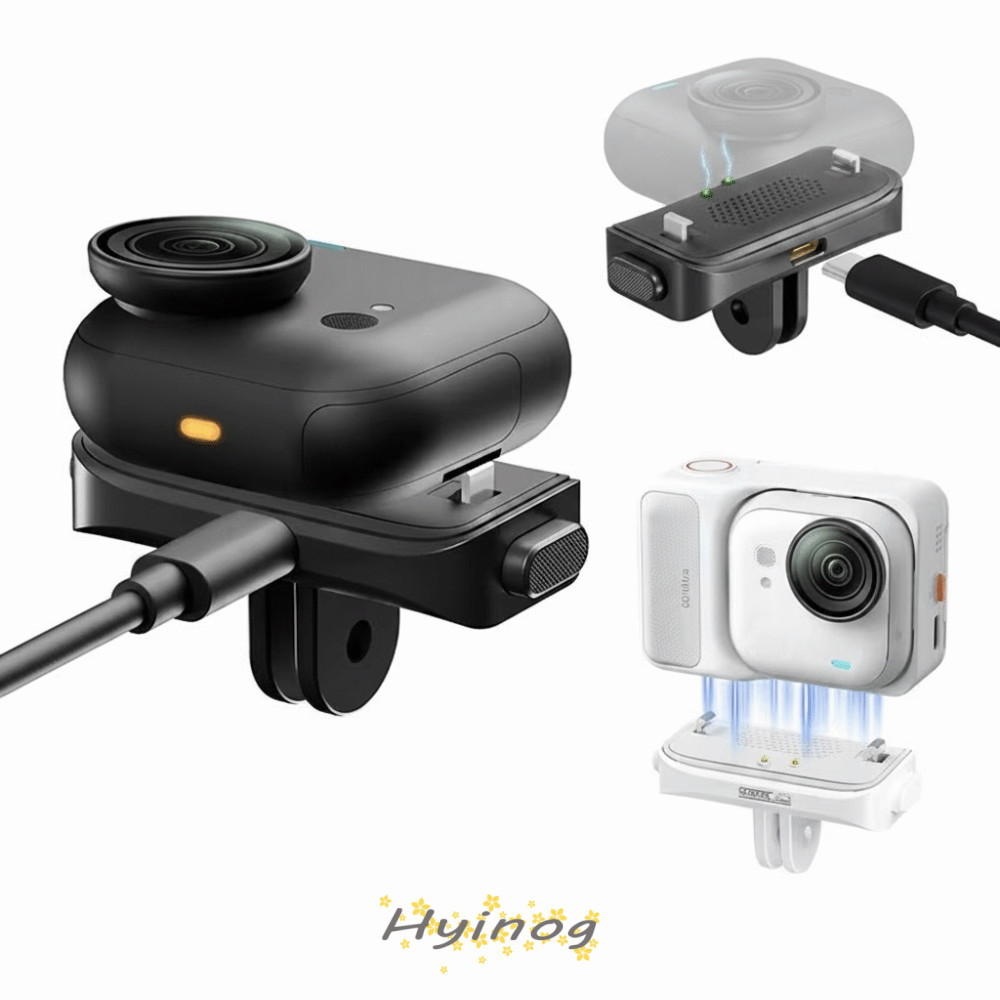 HYINOG Base Mount, อะแดปเตอร์ชาร์จแม่เหล็กแบบปลดเร็ว, พร้อมล็อคคู่ Type C Fast CHARGING Charger Dock Bracket สําหรับ Insta360 Go Ultra อุปกรณ์เสริมสําหรับกล้อง