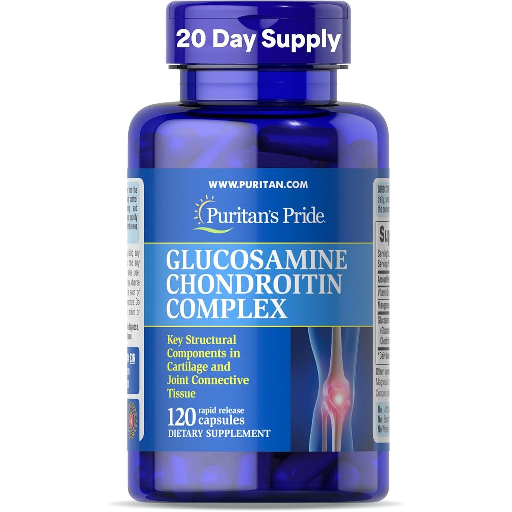 Puritans Pride Glucosamine Chondroitin Complex สําหรับผู้หญิงและผู้ชาย ผลิตภัณฑ์เสริมอาหารเพื่อสุขภา