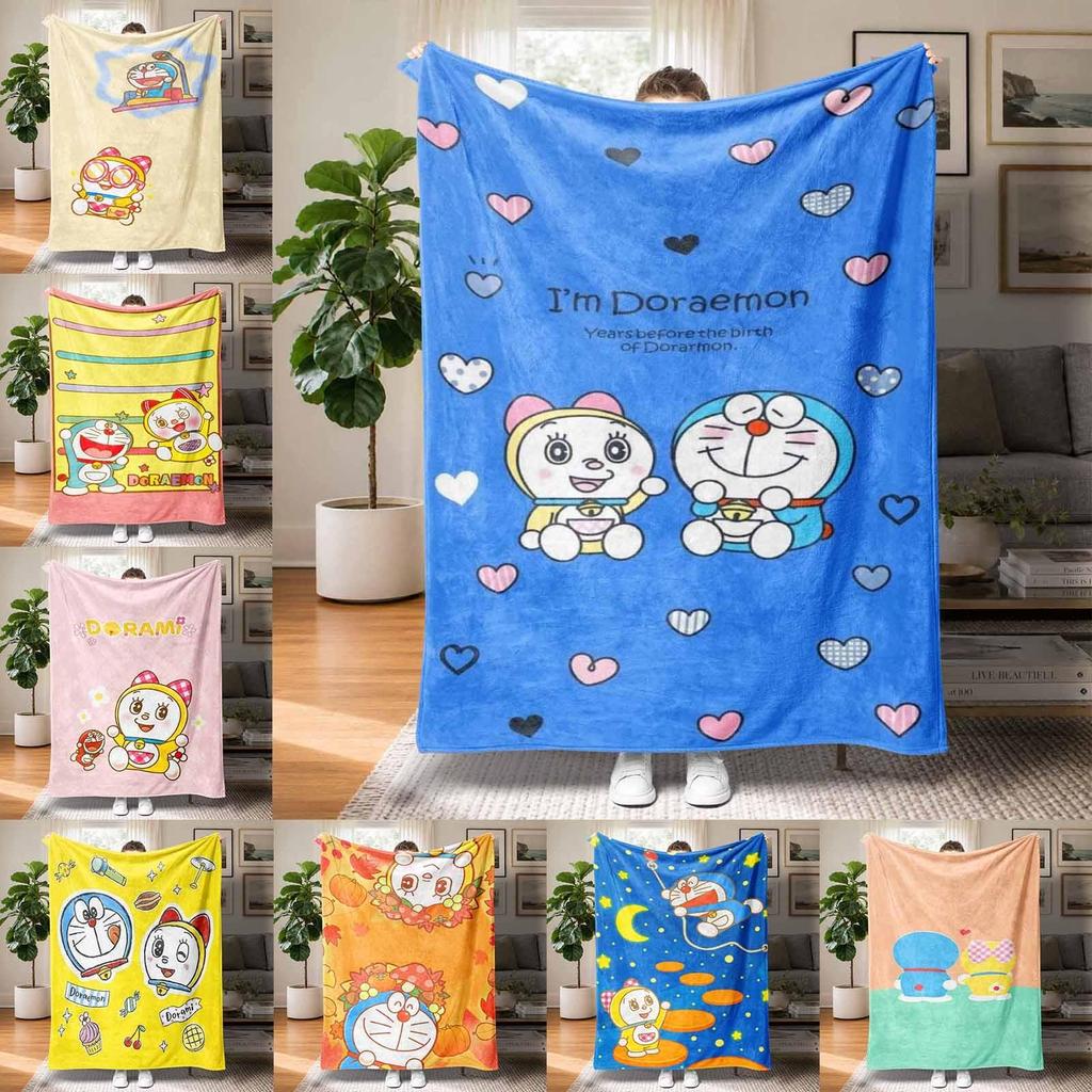 Doraemon Future อะนิเมะพร้อมสต็อก Flannel ผ้าห่มเด็กฤดูร้อนบาง Cozy เตียง Cuddle Travel Camping ของขวัญแบบพกพาเด็ก