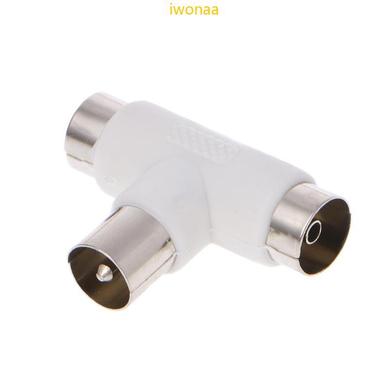 Iwo ทีวี 2 ทางสําหรับ T Splitter Aerial Coaxial สายชาย 2x หญิงตัวเชื่อมต่อ Adapte