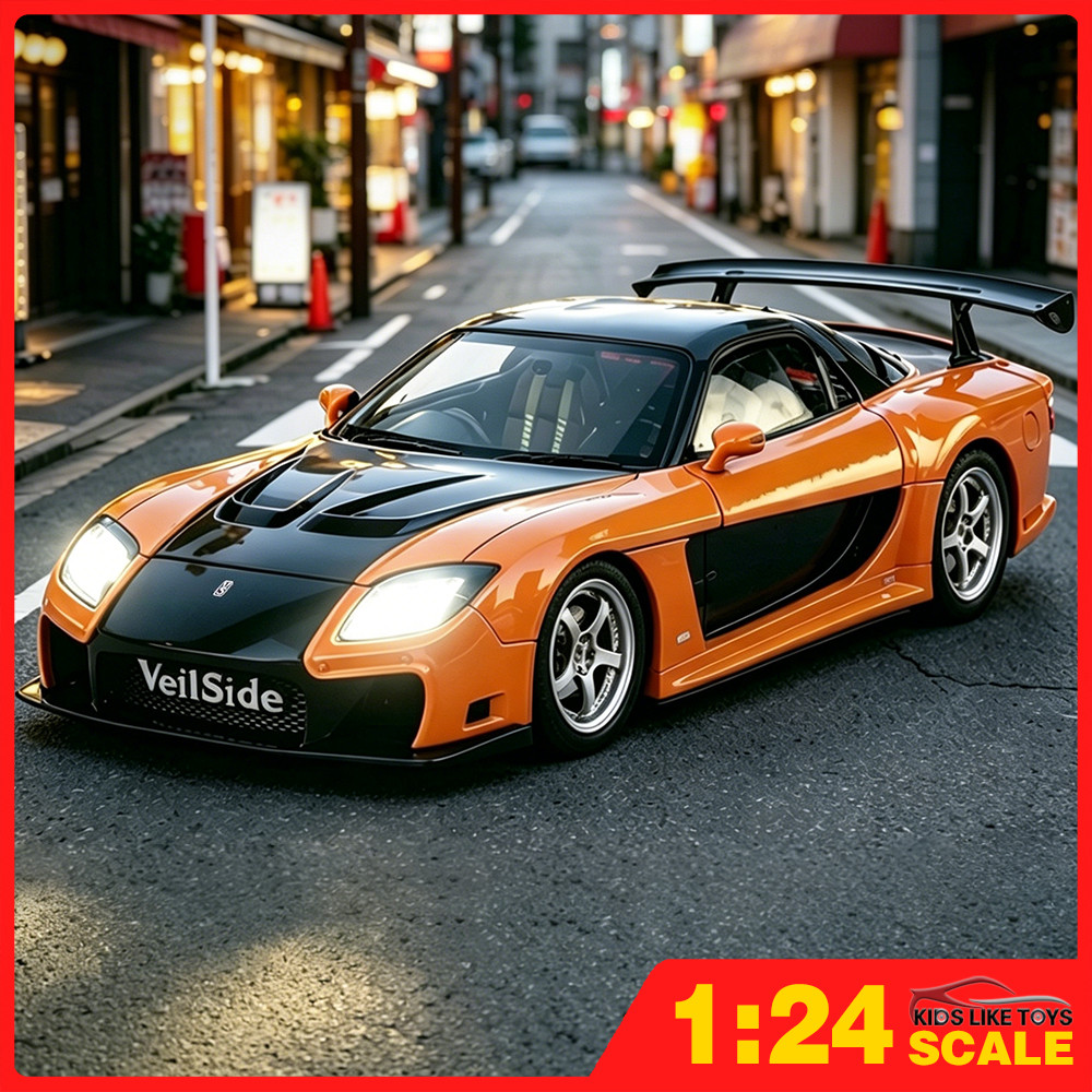 KLT 1:24 Mazda RX-7 โมเดลรถเหล็กรถโลหะผสมของเล่นของขวัญสําหรับเด็กเด็กผู้หญิง