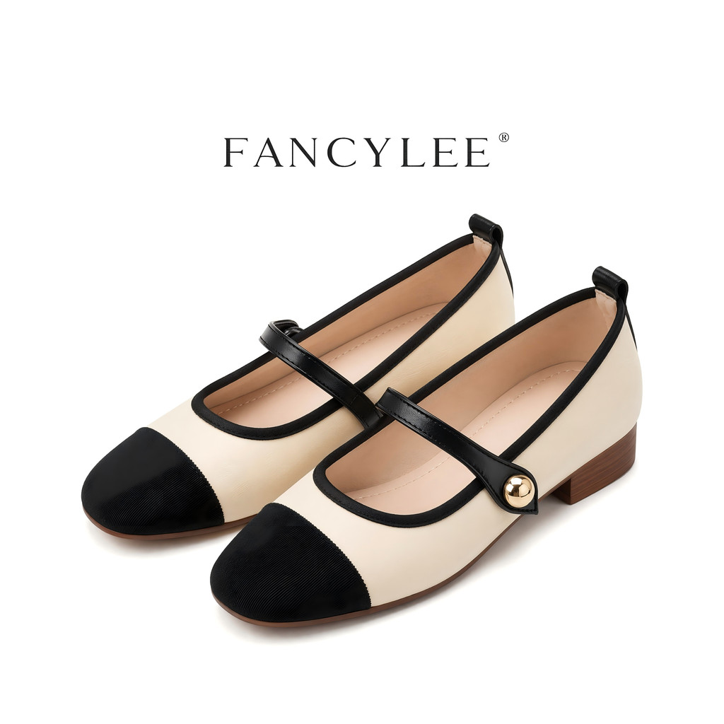 Fancylee Mary Jane รองเท้าส้นหนา หัวเหลี่ยมพร้อมเข็มขัด เหมาะสำหรับฤดูร้อน