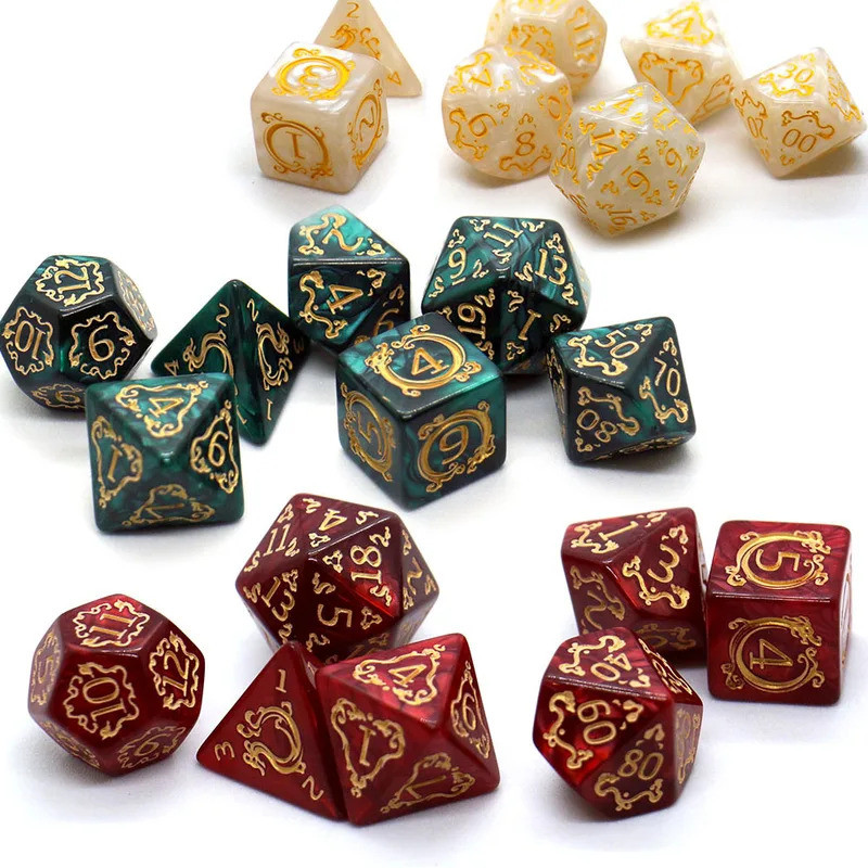 7-piece Dragon Pattern DND Dice Set, Multi sided D4 D6 D8 D10 D12 D20 Dices Ideal Gift for Desktop G
