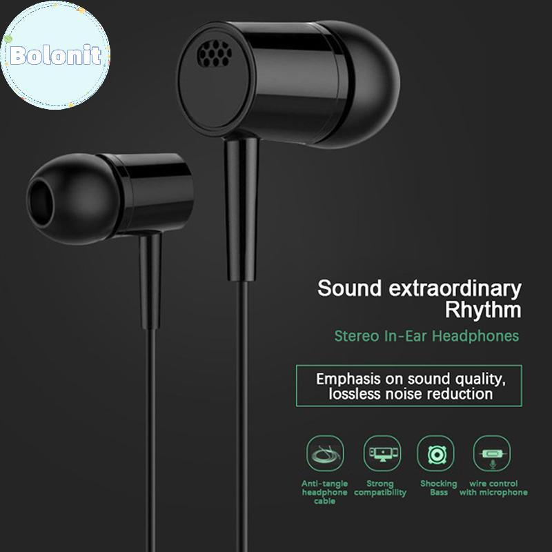 Bolonit ชุดหูฟัง 2 สีเสริม 3.5 มม.หูฟังคุณภาพสูง In-ear สําหรับ Phoneputer หูฟังพร้อมไมโครโฟนหู In-E