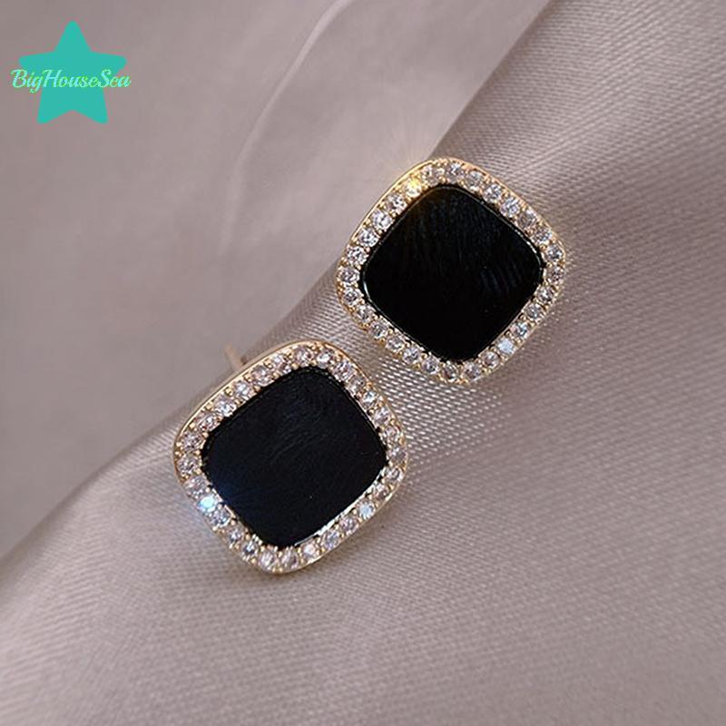 [Sea-t] ต่างหู Cubic Zirconia คริสตัล Rhinestone Ear Studs ต่างหูเครื่องประดับงานแต่งงาน