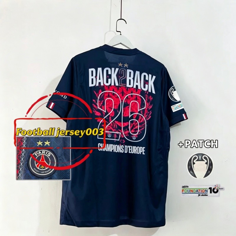 PS.G 25/26 เสื้อแข่งเวอร์ชันแชมป์สองดาวสําหรับผู้ชาย