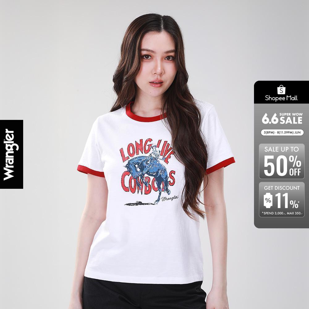 WRANGLER เสื้อยืดแขนสั้นผู้หญิง คอลเลคชั่น Wrangler Legends รุ่น WR S226WTSSN10 สีครีม