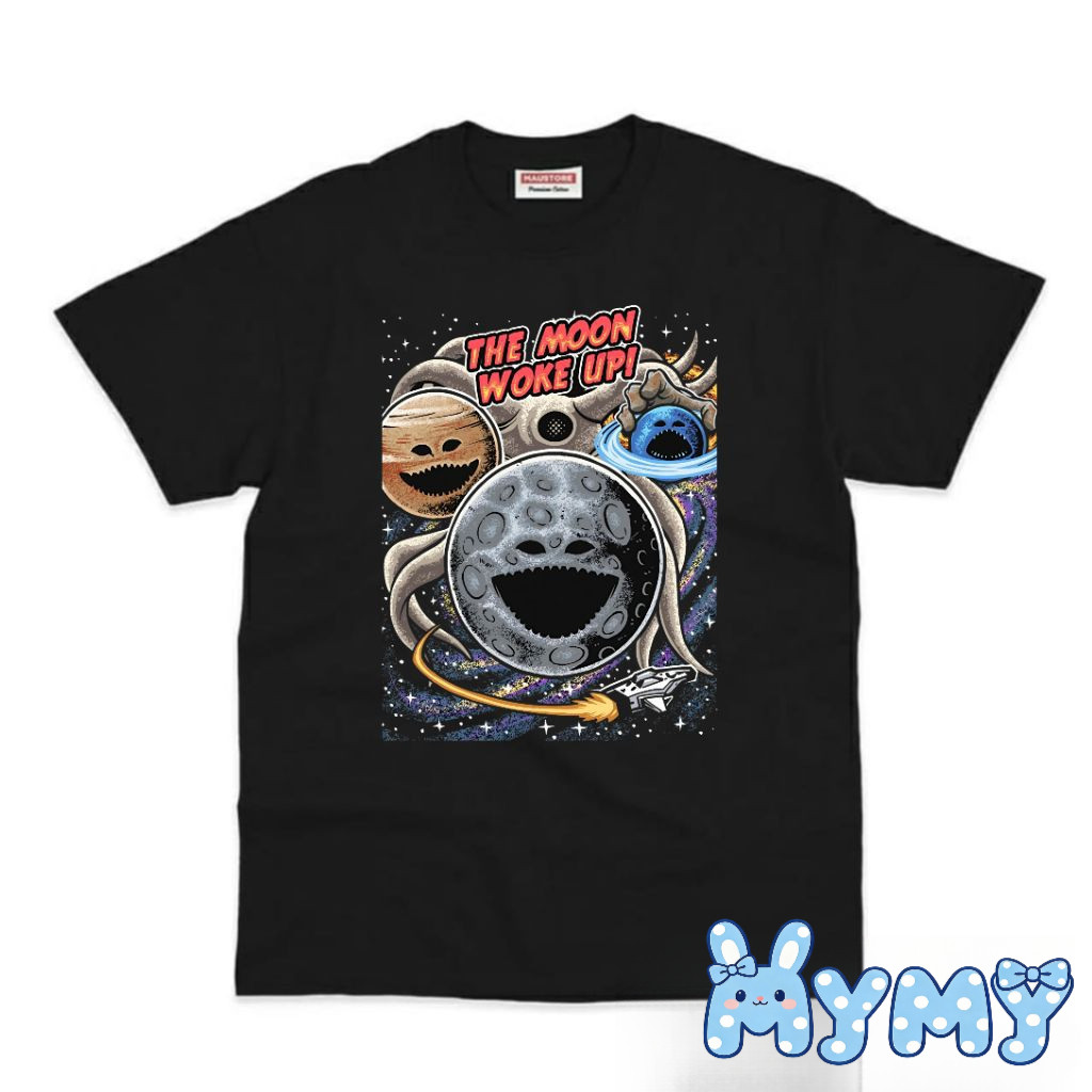 เสื้อยืดเด็ก Moon Wakes Up Motif เสื้อลําลองฤดูร้อนระบายอากาศแบบนุ่มสําหรับเด็กเด็กผู้หญิง