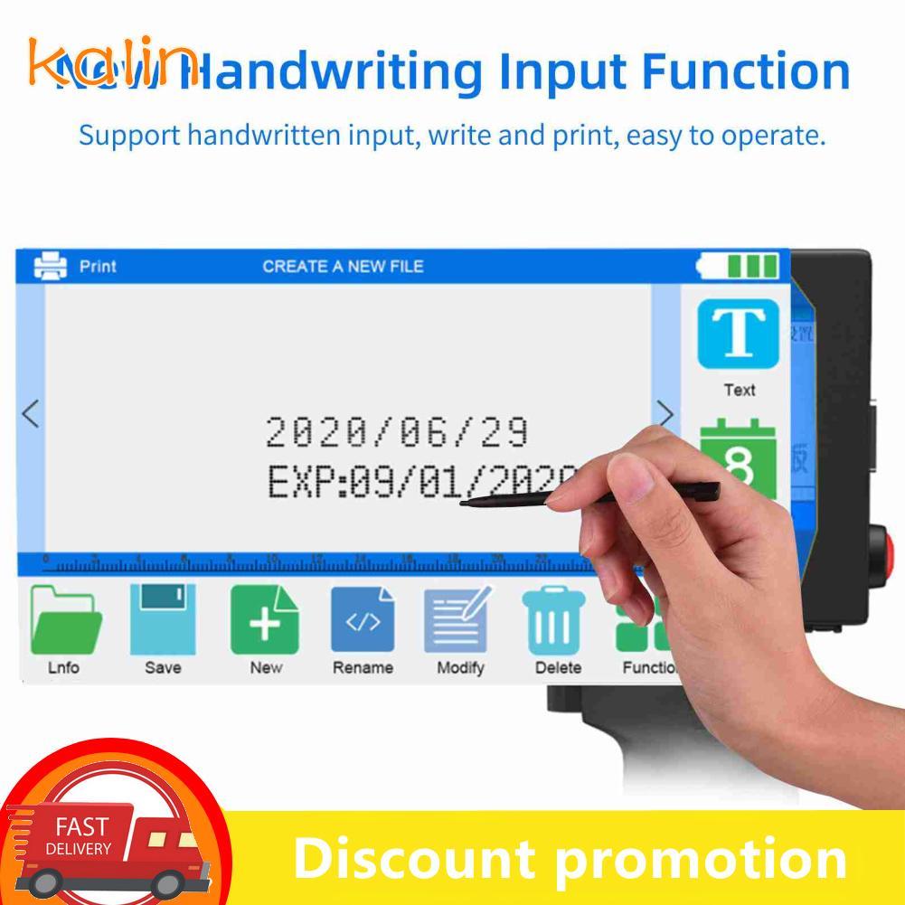 Kalin-th Kalin-th YDuupxe D10 เครื่องพิมพ์อิงค์เจ็ทมือถือ 16G แบบพกพาพร้อมหน้าจอสัมผัส LED 4.3 นิ้วส