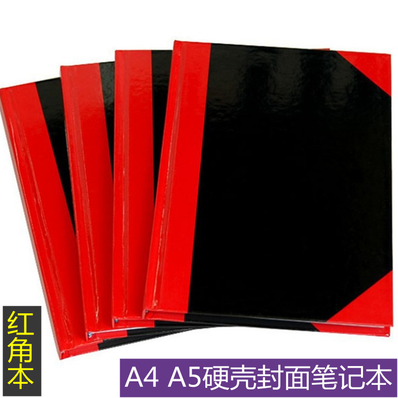 A4 Notepad พื้นผิวแข็งมุมสีแดง a5 สํานักงานธุรกิจหนังแข็งคัดลอก Universal Work Notepad ไดอารี่