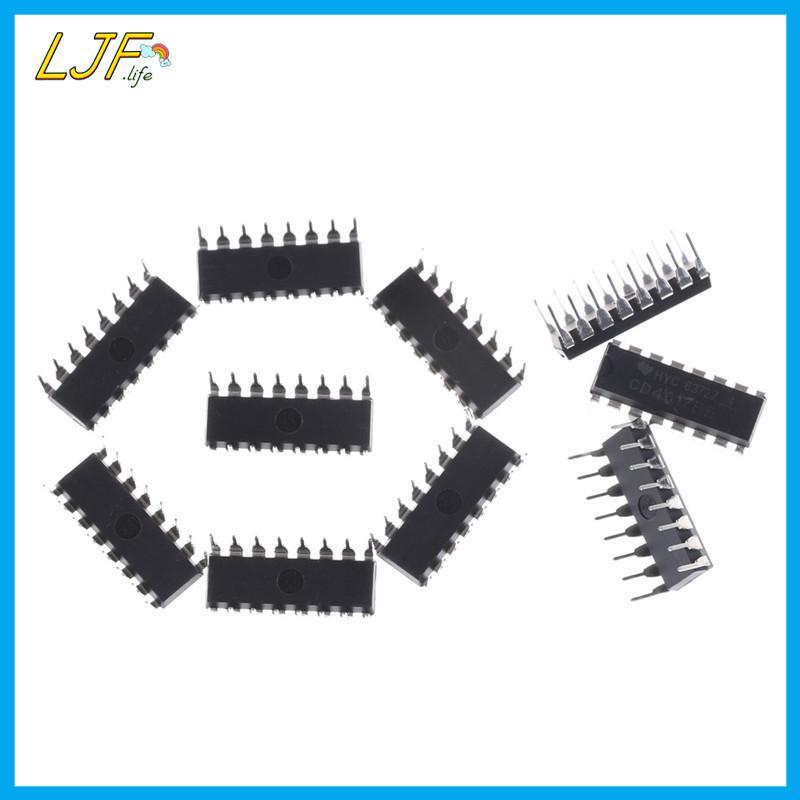 LJF 10 ชิ้น CD4017BE 4017 CD4017 Decade Counter Divider IC