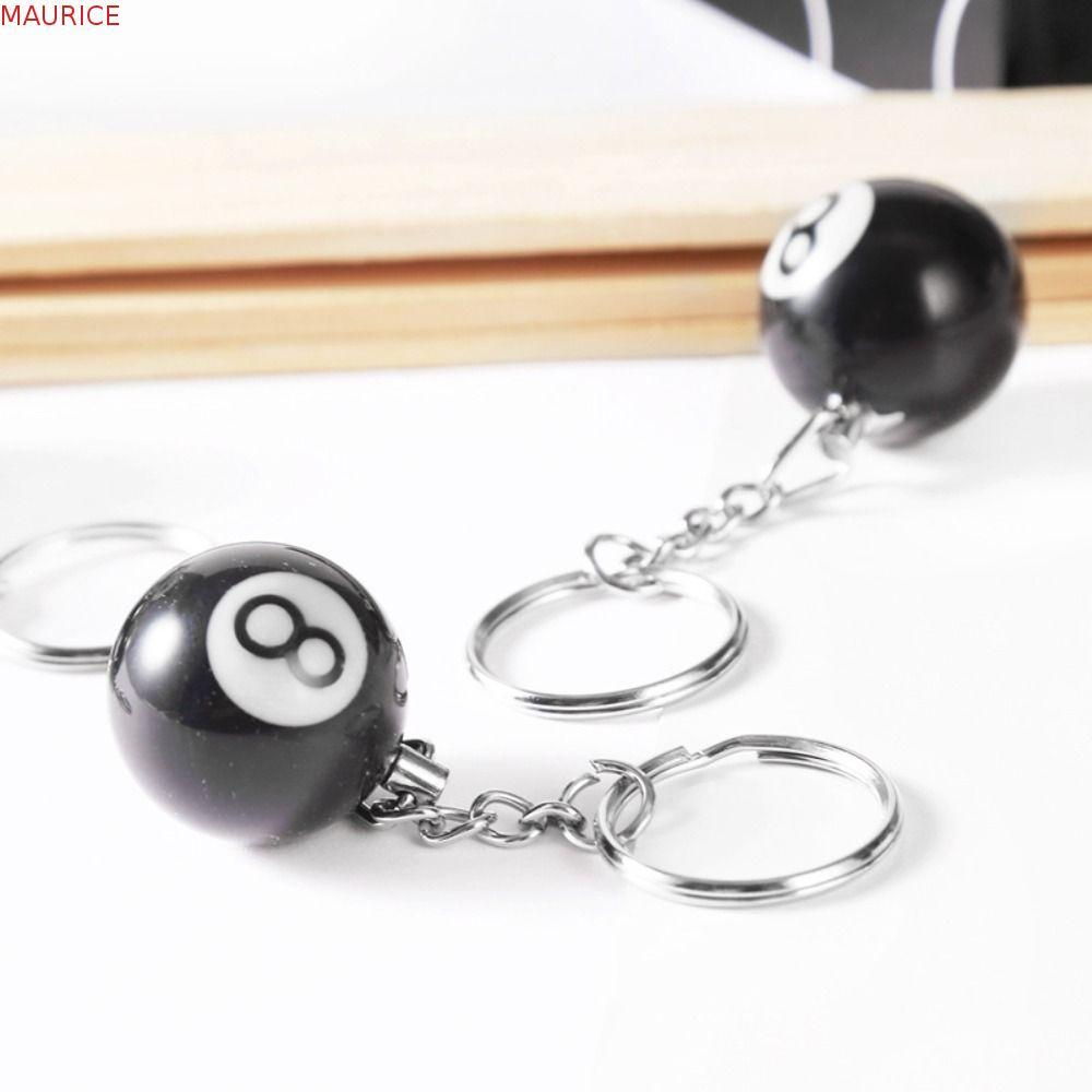 MAURICE Lucky Black 8 พวงกุญแจเครื่องประดับของขวัญ Creative Resin Ball Round Ball No. 8 พวงกุญแจสนุ๊