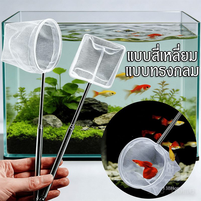ตาข่ายตักปลา3D ตาข่ายตักปลาละเอียด อุปกรณ์ตู้ปลา ตาข่ายตักปลาละเอียด ด้ามยืดหดได้ ปลาสวยงามทุกสายพันธุ์