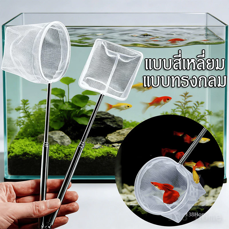 ตาข่ายตักปลา3D ตาข่ายตักปลาละเอียด อุปกรณ์ตู้ปลา ตาข่ายตักปลาละเอียด ด้ามยืดหดได้ ปลาสวยงามทุกสายพันธุ์