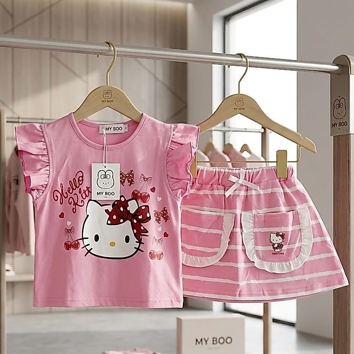 ชุดลูกชาว ลายการ์ตูน สีชมพู น่ารัก