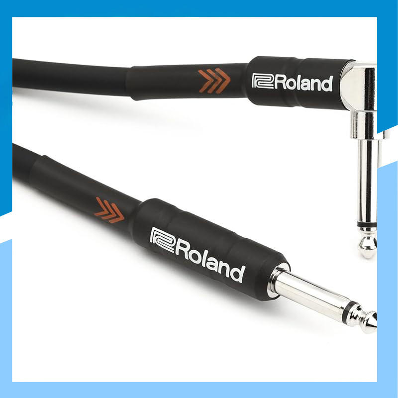 Roland Instrument Cable RIC Series - 3m & 1.5m Shielded TS to TS (Straight to L-Shaped) for Superior