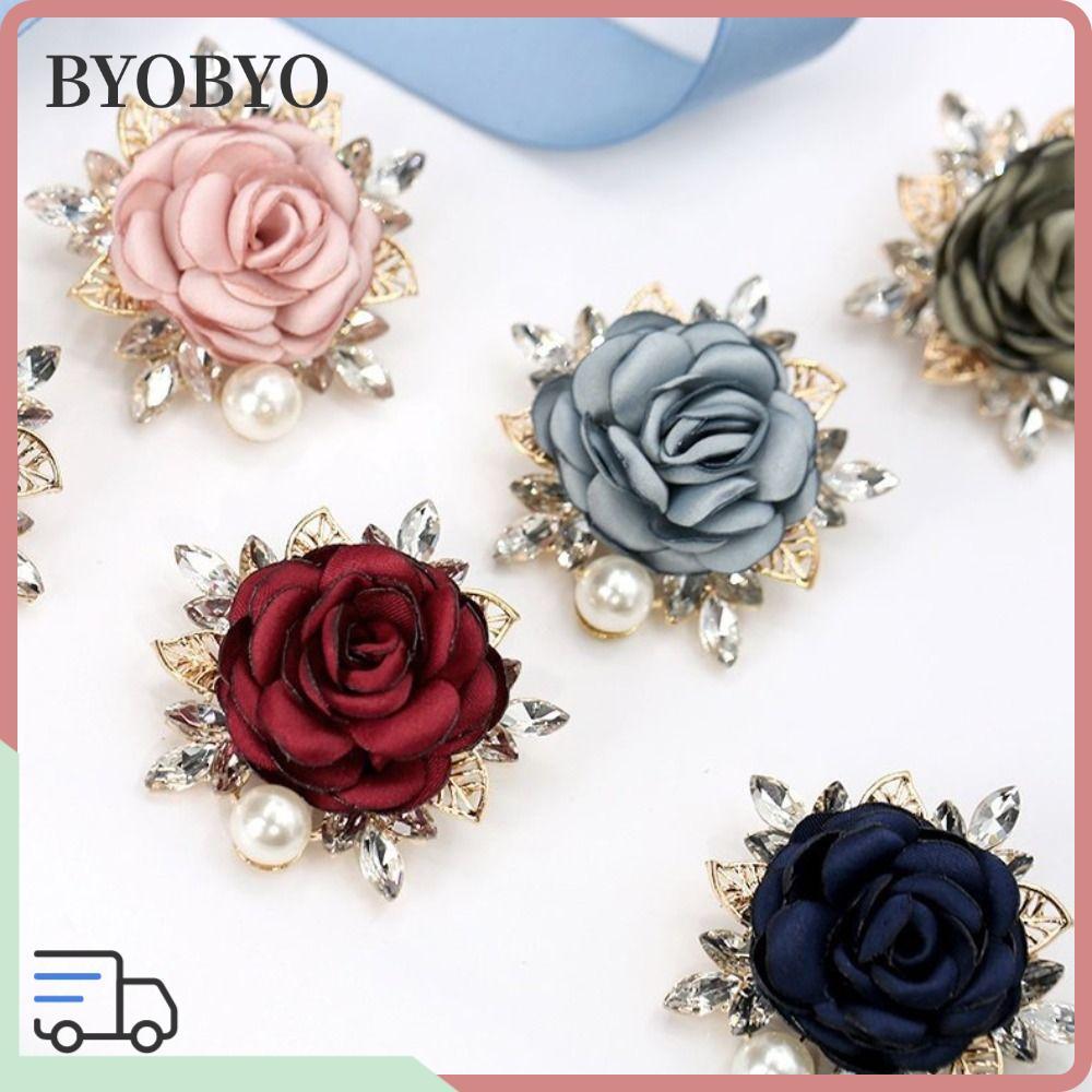 BYOBYO เข็มกลัดดอกไม้ผ้า, ผู้หญิงเสื้อผ้าอุปกรณ์เสริมดอกไม้งานแต่งงาน Pin, แฟชั่น Handmade เสื้อกันหนาว Coat Pin