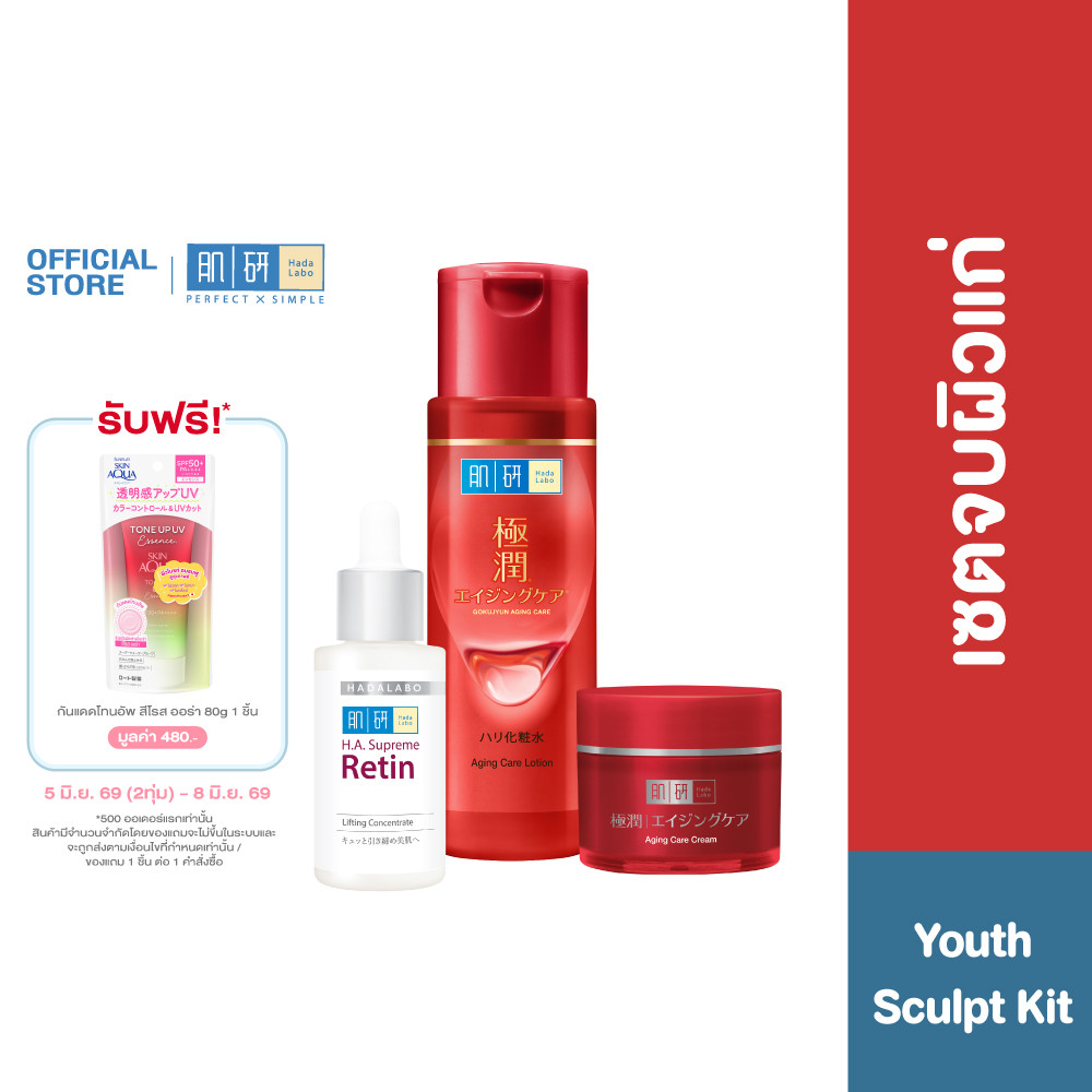 [Youth Sculpt Kit] Hada Labo Aging Care Lotion 170ml + Aging Care Cream 50g + H.A. Supreme Retin 30ml รวม 3 ชิ้น