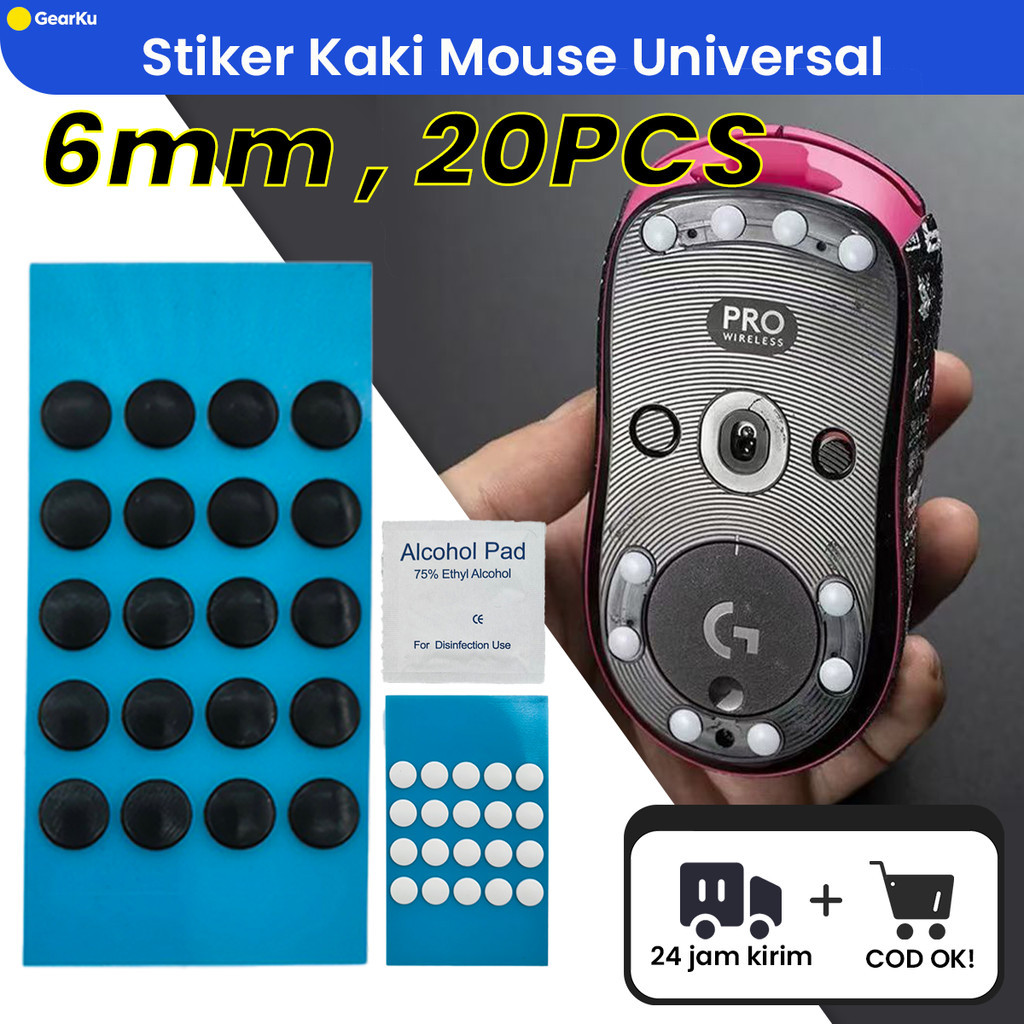 Universal Mouse Feet 20 ชิ้น - Teflon Dot 0.6 มม., Smooth & Smooth, Mouse Feet Replacement - 20 ชิ้น