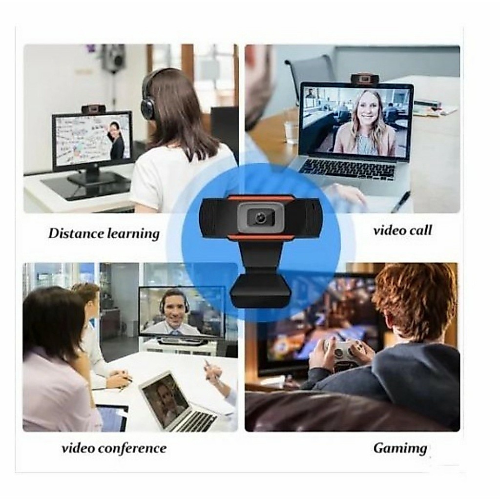 เว็บแคม HD 720P Web Cam ไมโครโฟนกล้องแล็ปท็อปพีซี Autofocus Google Meet Zoom Skype Video Conference