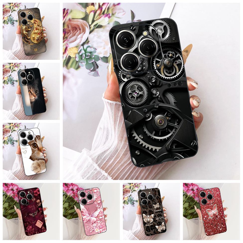 สําหรับ Tecno Spark 20 Pro KJ6 สําหรับ Techno Spark 20 Pro กรณีซิลิโคนแมวน่ารักหรูหราดอกไม้ Cool ทาส