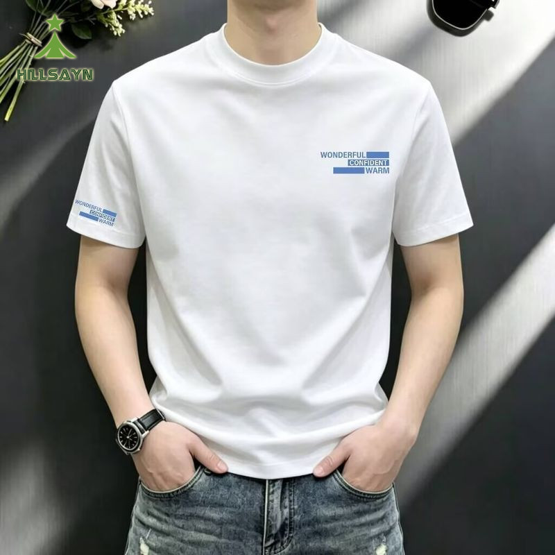 HillsayN เสื้อยืดคอกลมแฟชั่นลําลองหลวมแขนสั้นสําหรับผู้ชาย