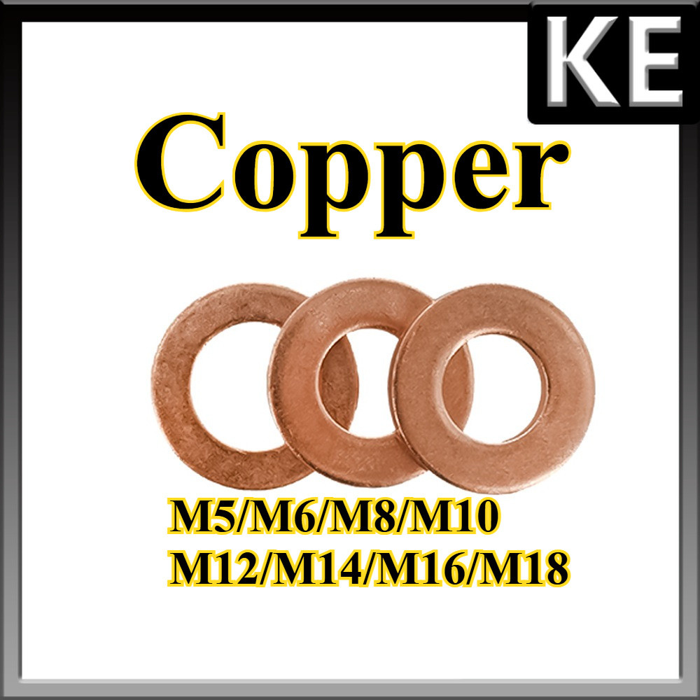 แหวนทองแดง แหวนน้ำมัน แหวนอีแปะ ทองแดง น้ำมันเครื่อง / COPPER Flat Washer   M5/M6/M8/M10/M12/M14/M16/M18 KE-FASTENER