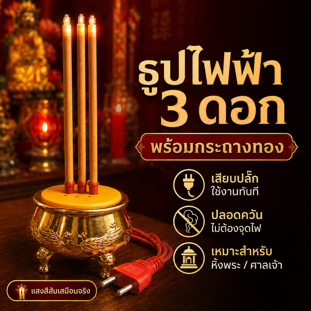 ชุด กระถางธูปไฟฟ้า ลาย หงษ์ มังกร พร้อมธูป 3 ดอก / 5 ดอก เสียบปลั๊ก สำหรับ บูชาพระพุทธรูป เจ้าแม่กวนอิม สิ่งศักดิ์ศิทธิ์