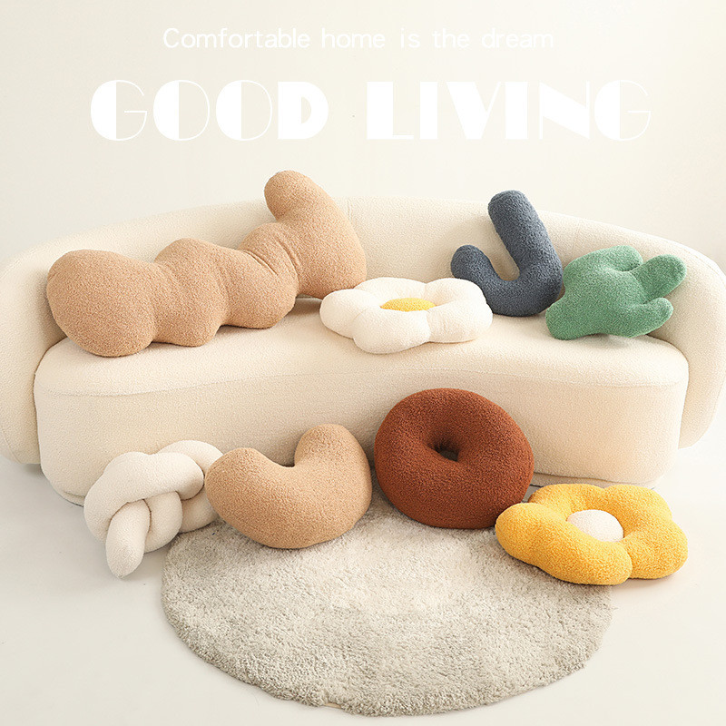 Nordic INS หมอนตุ๊กตาไม่สม่ําเสมอ, Cloud/Twist/Doughnut/ดอกไม้/L รูปโซฟา & Bed Decor C