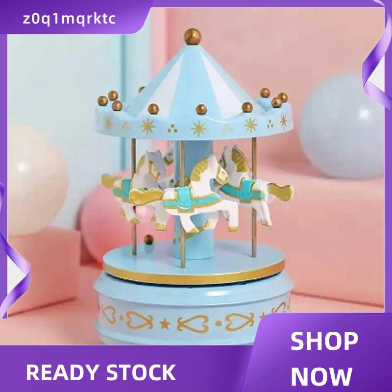 z0q1mqrktc Luxury Carousel Handwork Music Box 4 Horses หมุนหมุน 1 PC ของเล่นทําด้วยมือชุดของขวัญโรแม