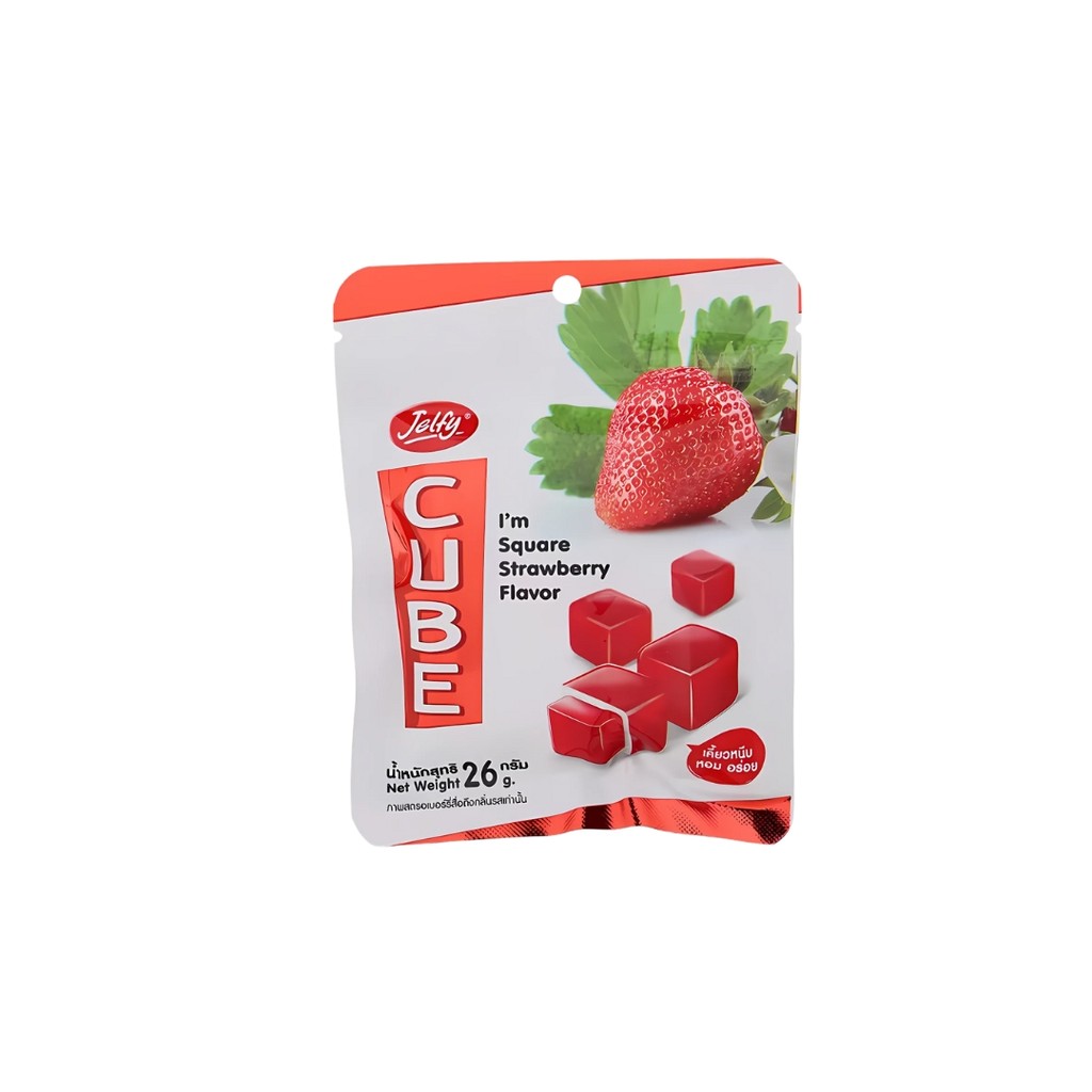เจลฟี่ เยลลี่คิวบ์สตรอเบอร์รี่ Jelfy Cube Strawberry Jelly 26g.