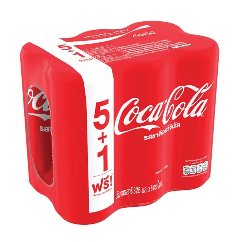โค้ก น้ำอัดลมรสออริจินัลสูตรน้ำตาลน้อยกว่า Coke Original Less Sugar 325ml. Pack6