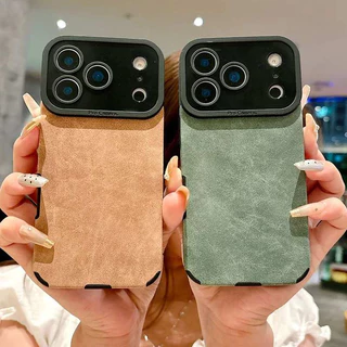 หนังหรูหรา Lambskinเคสโทรศัพท์กันกระแทกสําหรับiPhone 17 16 Pro Max Air 15 14 13 12 11 Pro XS Max X XR 7 8 SE2 Matte Cove
