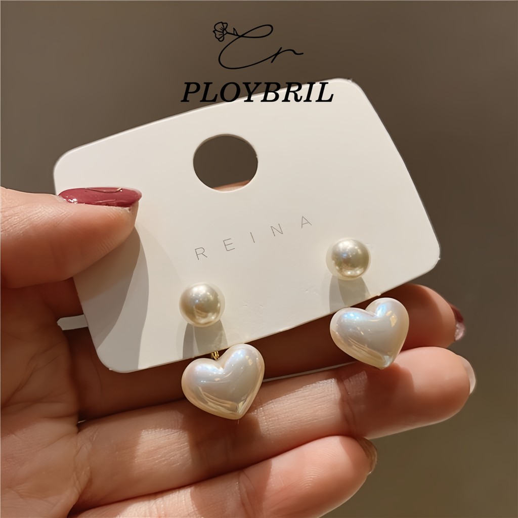 PLOYBRIL ต่างหูสตั๊ด ประดับเพทาย และไข่มุก รูปดอกไม้ สไตล์เกาหลี สําหรับผู้หญิง 2026 E078