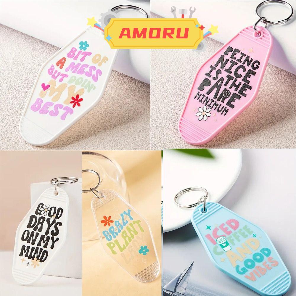 AMOR12U7 พวงกุญแจโรงแรม, ABS คําสร้างแรงบันดาลใจ Motel พวงกุญแจ, 9*4.5 ซม. แขวนตกแต่ง