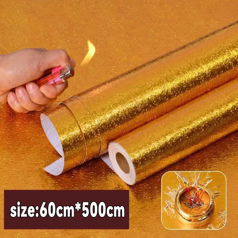 60x500cm สติกเกอร์อลูมิเนียม กันความร้อน กันน้ำกันมัน ติดผนังครัวเรือน กาวในตัว ติดง่ายไม่หลุด
