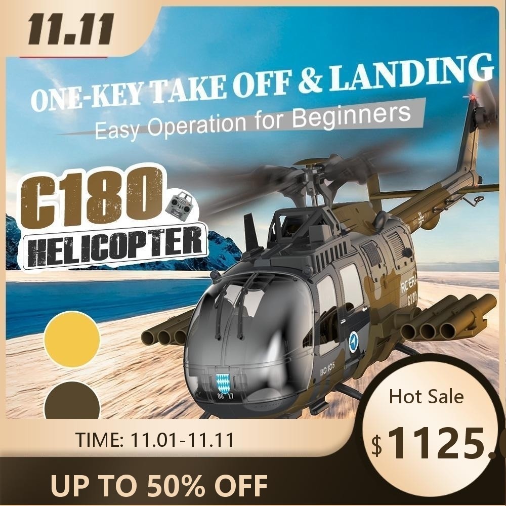 RC ERA C180 เฮลิคอปเตอร์ 1/25 6CH Brushless BO-105 รุ่นเครื่องบิน One-Key Inverted ความสูงควบคุม Optical Flow ตําแหน่งเครื่องบิน