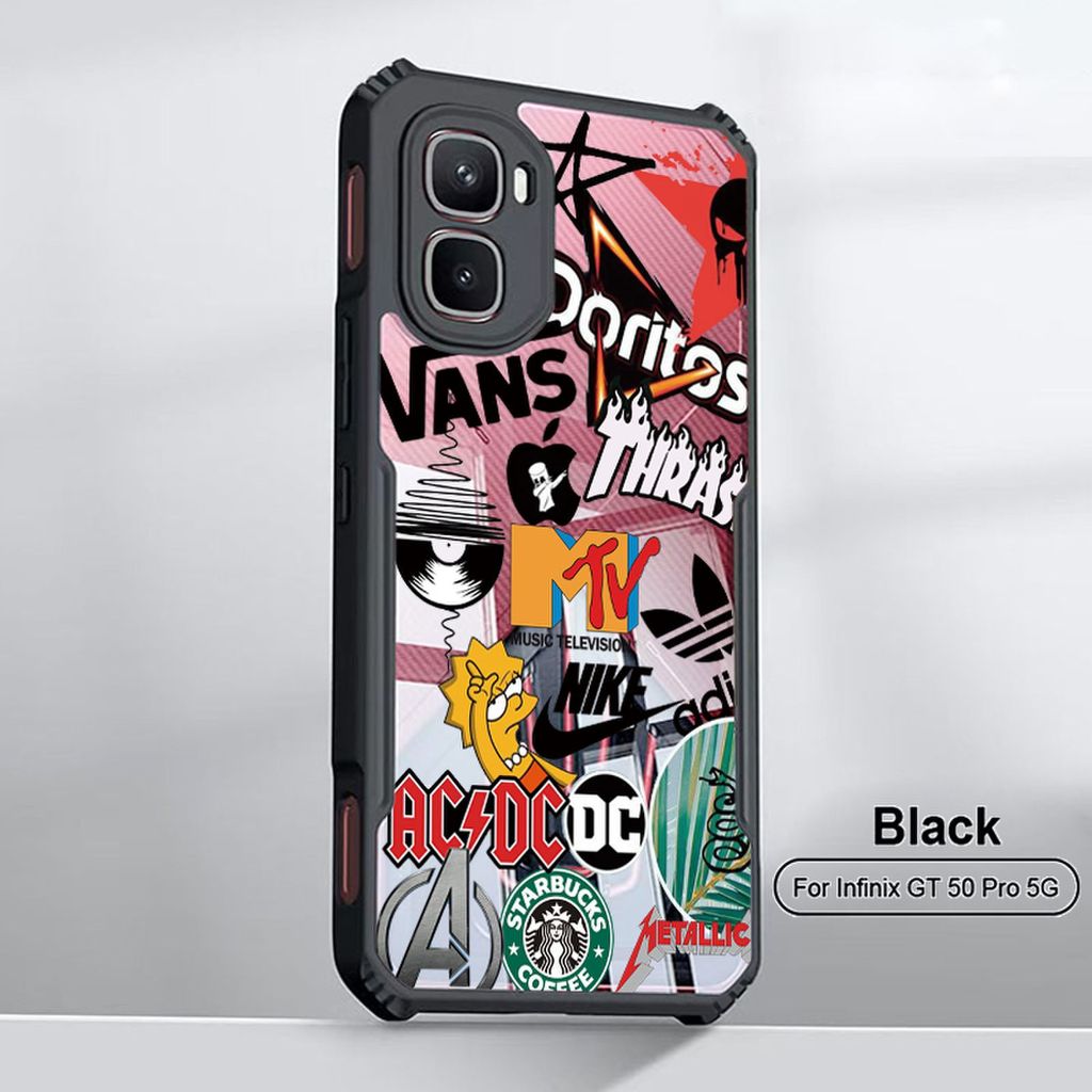 อะคริลิคเคสโทรศัพท์สําหรับ infinix GT 50 Pro กรณี infinix GT 30 20 10 Pro Plus 5G 5G + พร้อมรูปแบบหรูหรา Ultrathin กรอบสีดํา Tough ScratchProof ฝาครอบป้องกัน G01-06