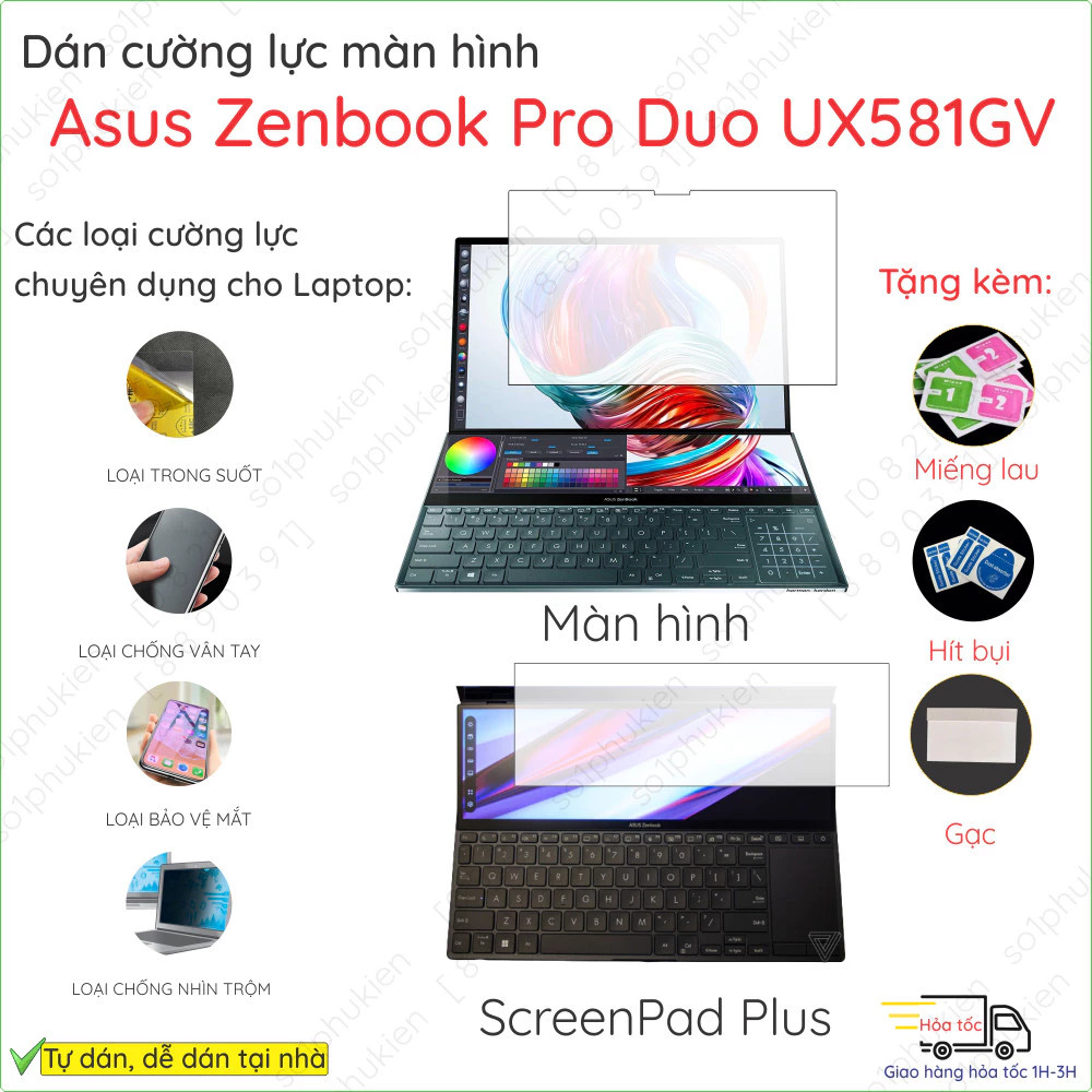 กระจกนิรภัยสําหรับ Asus Zenbook Pro Duo UX581GV UX501VW UX533FD UX482EG UX482EA UX481F UX8402 ยืดหยุ