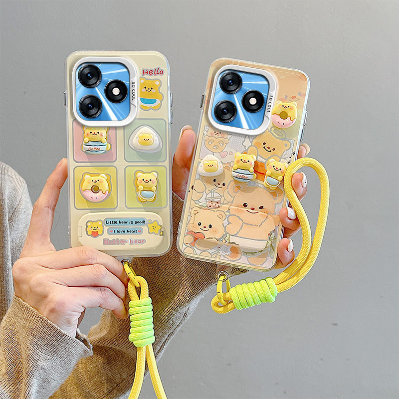 กรณี Tecno Spark 10 4G กรณี Tecno Spark 10C กรณีสร้อยข้อมือ hard สีสันและประกายเคส  BB-CYJZ