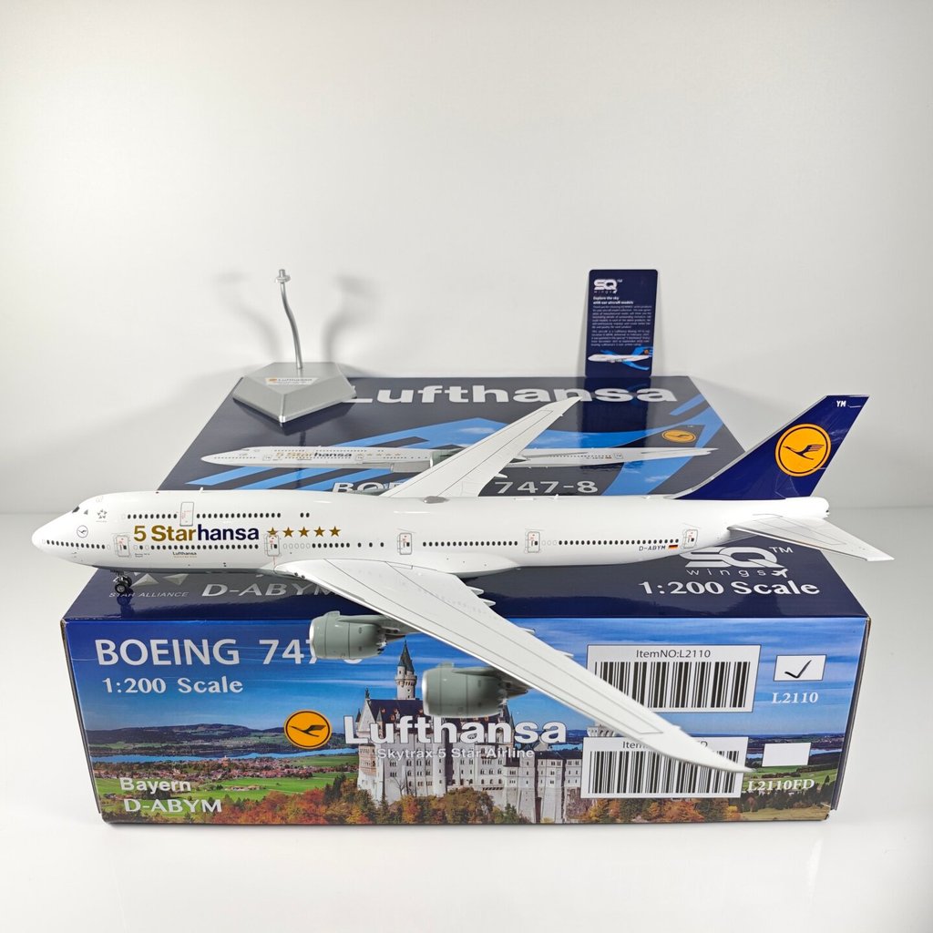 จัดส่งรวดเร็ว - SQ Wings 1: 200 Hensa Airlines B747-8i D-ABYM D-ABYP โมเดลเครื่องบินโลหะผสม