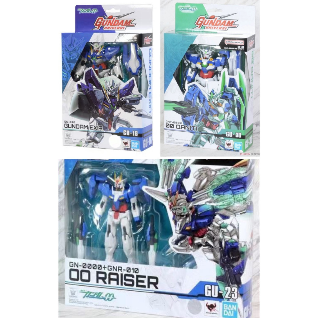 BANDAI GUNDAM UNIVERSE GU 16 23 30 GN-001 GUNDAM EXIA GN-0000 + GNR-010 00 RAISER GNT-0000 00 QAN[T]