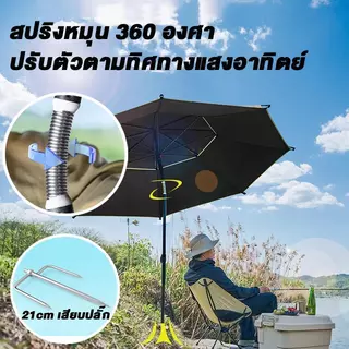 ร่มตกปลา 2.6เม ร่มตกปลาชิงหลิว ยางสีดำหนาสองชั้น ขนาดใหญ่ อลูมิเนียม+PPC กันแสง UV กันแดดกันฝน