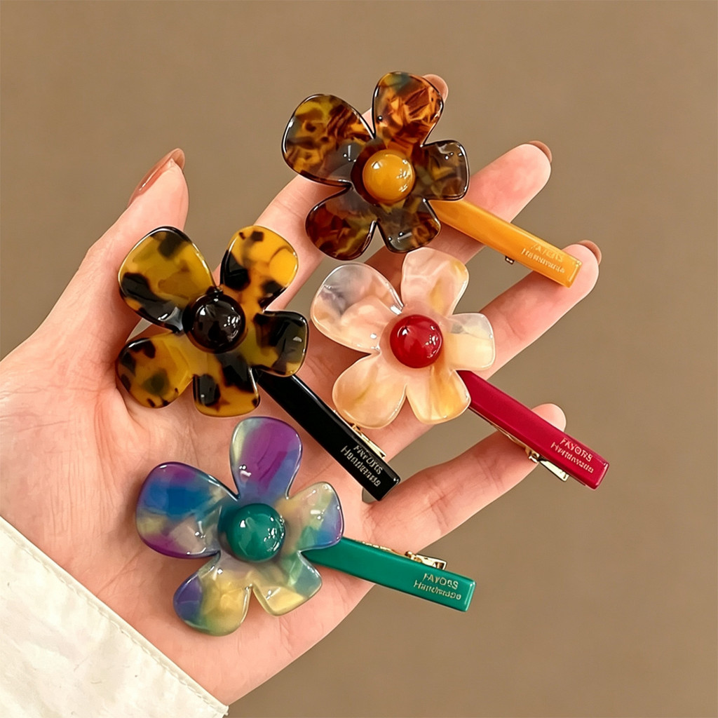 อินเทรนด์ Acetate ดอกไม้ Hairpin ผู้หญิง Bangs คลิป