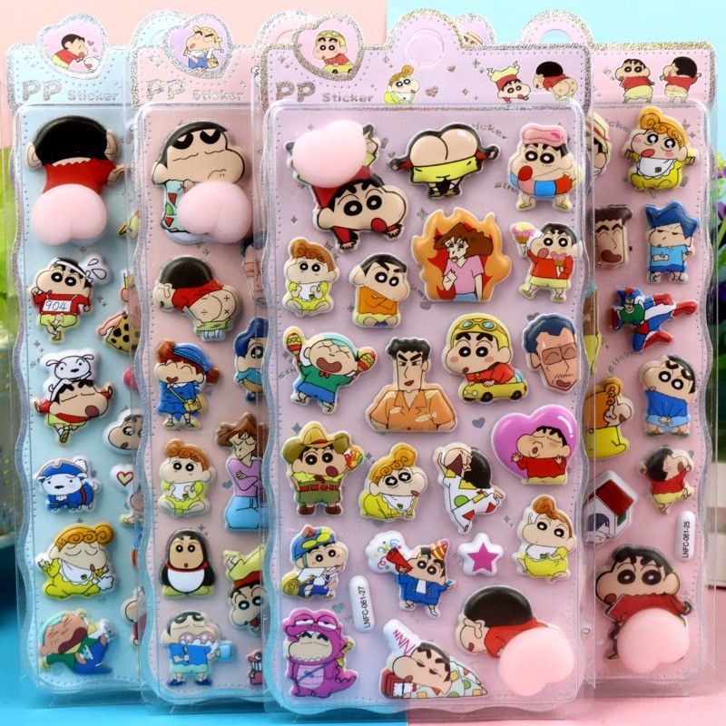 Crayon Shin-Chan 3D สามมิติสติกเกอร์ฟอง Jiyi Kawa โทรศัพท์มือถือ diy เด็กการ์ตูน Decompression สติกเกอร์