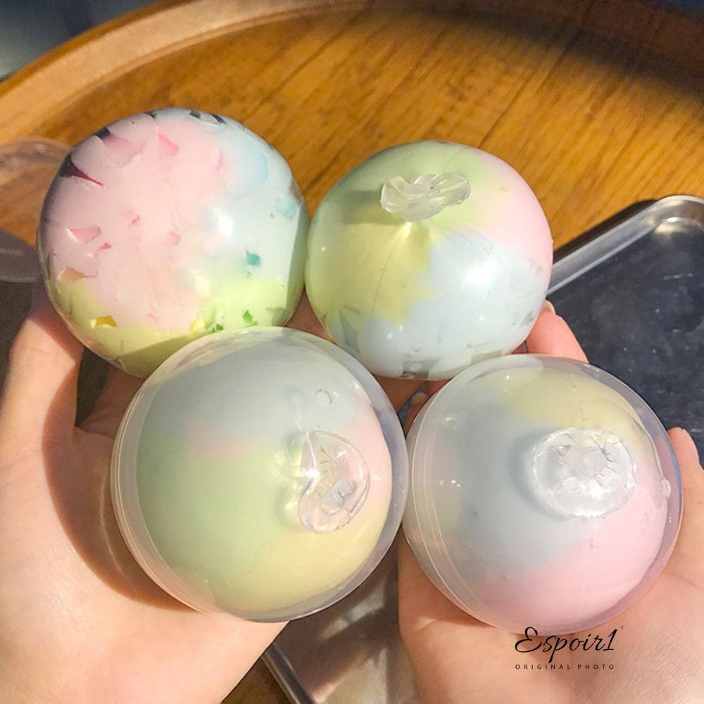 ESPOIR1 ลูกบอลกรอบสีรุ้ง, สีไล่โทนสีนุ่มบีบ Sensory Fidget Ball, ความเครียดบรรเทาไม่สะท้อนรูปร่าง Decompression Pinch ของเล่นสําหรับเด็กผู้ใหญ่