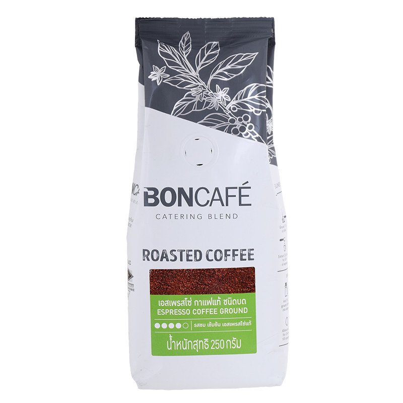 บอนกาแฟคั่วบดเอสเพรสโซ่สูตร2 250กรัม Boncafe Roast & Ground Coffee Espresso Set 2 250g. [หมายเลขบาร์โค้ด 8850287001786 ]