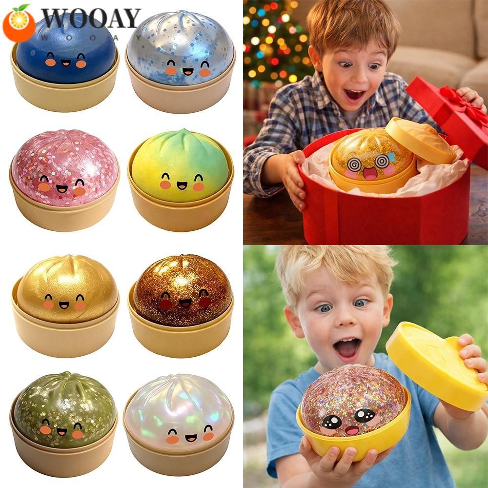 WEDGW เกี๊ยว Squishy ของเล่น, Glitter Soft นึ่งยัดไส้ Bun Squishy Pinch Le, ของขวัญพร้อม Steamer Fidget Slow Resilience Stress Relief Sensory Ball สําหรับความเครียดบรรเทาความวิตกกังวล