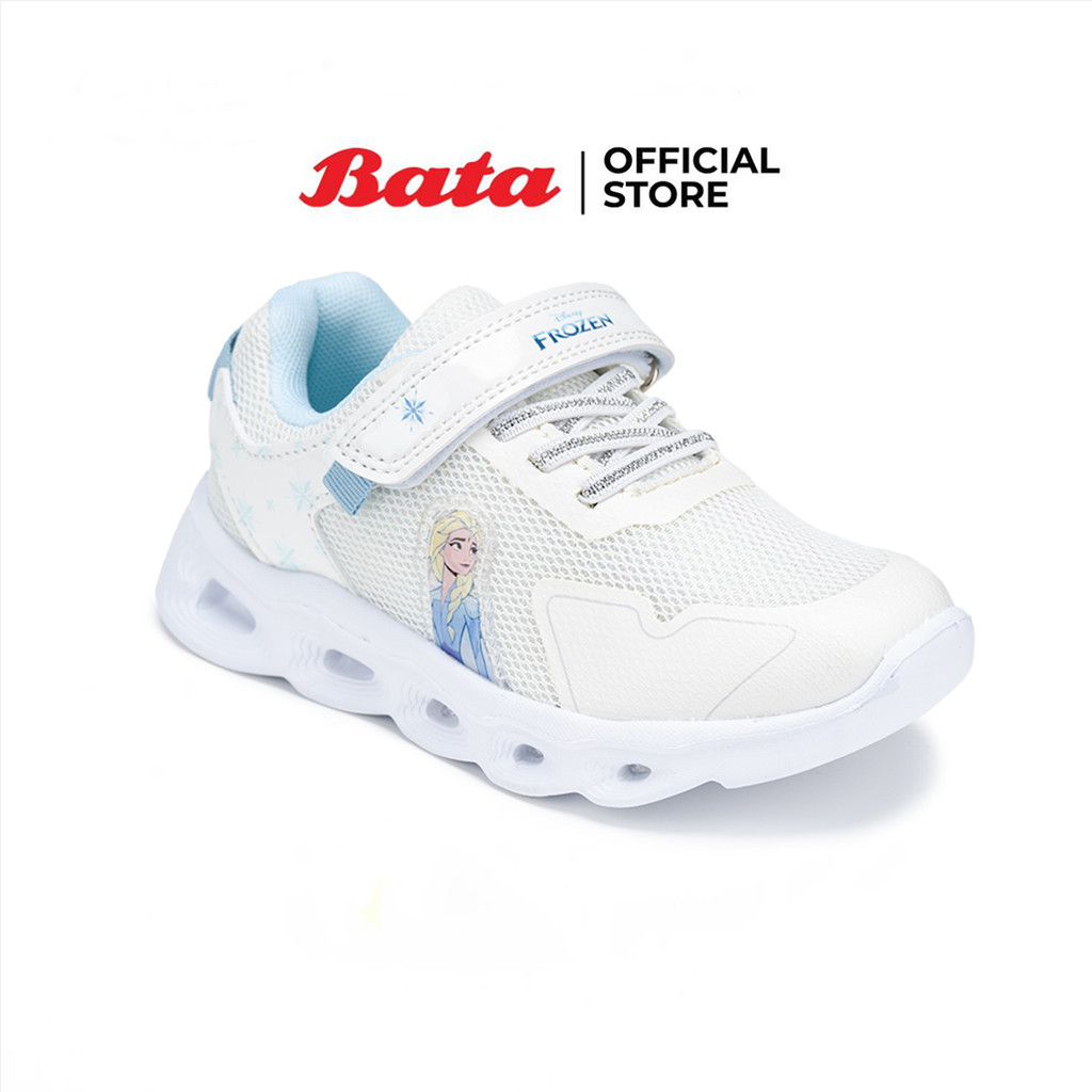 Bata บาจา BBG รองเท้าผ้าใบสนีคเกอร์ ลายเจ้าหญิงโฟรเซ่น สำหรับเด็กผู้หญิง สีขาว รหัส 3411158